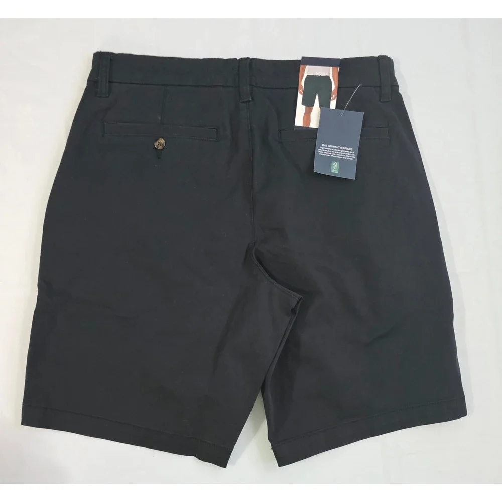 Gap Mens Flat Front Shorts Black Cotton Stretch Twill Chino 30 NEW